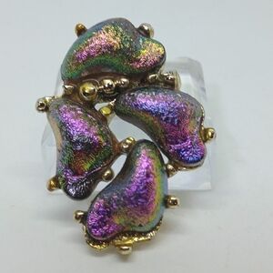 * vintage iridescent faux lava rock pin brooch